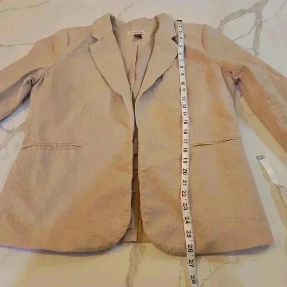 Marina Luna Womens Linen Open Blazer Peach Tan Size XL - Picture 7 of 11